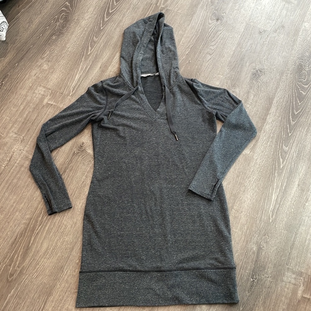 Athleta Gray Bliss Hooded Sweatshirt Dress